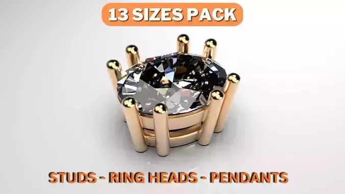 Oval shape 8 prong setting stud earrings or solitaite ring heads