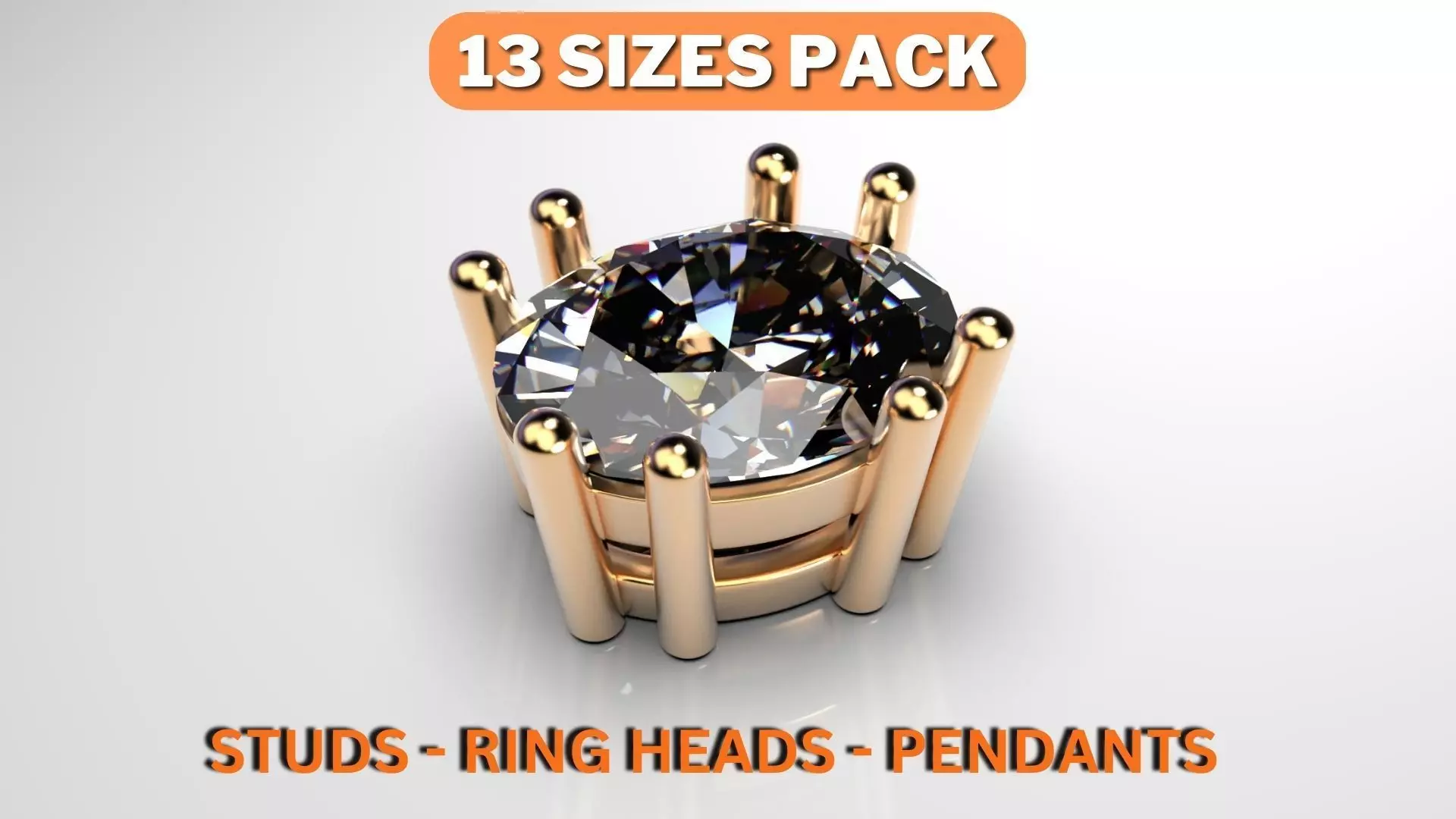 Oval shape 8 prong setting stud earrings or solitaite ring heads 3D print model