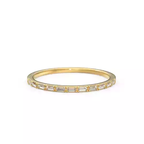 Baguette Diamond Half Eternity Band Gold Engagement Ring