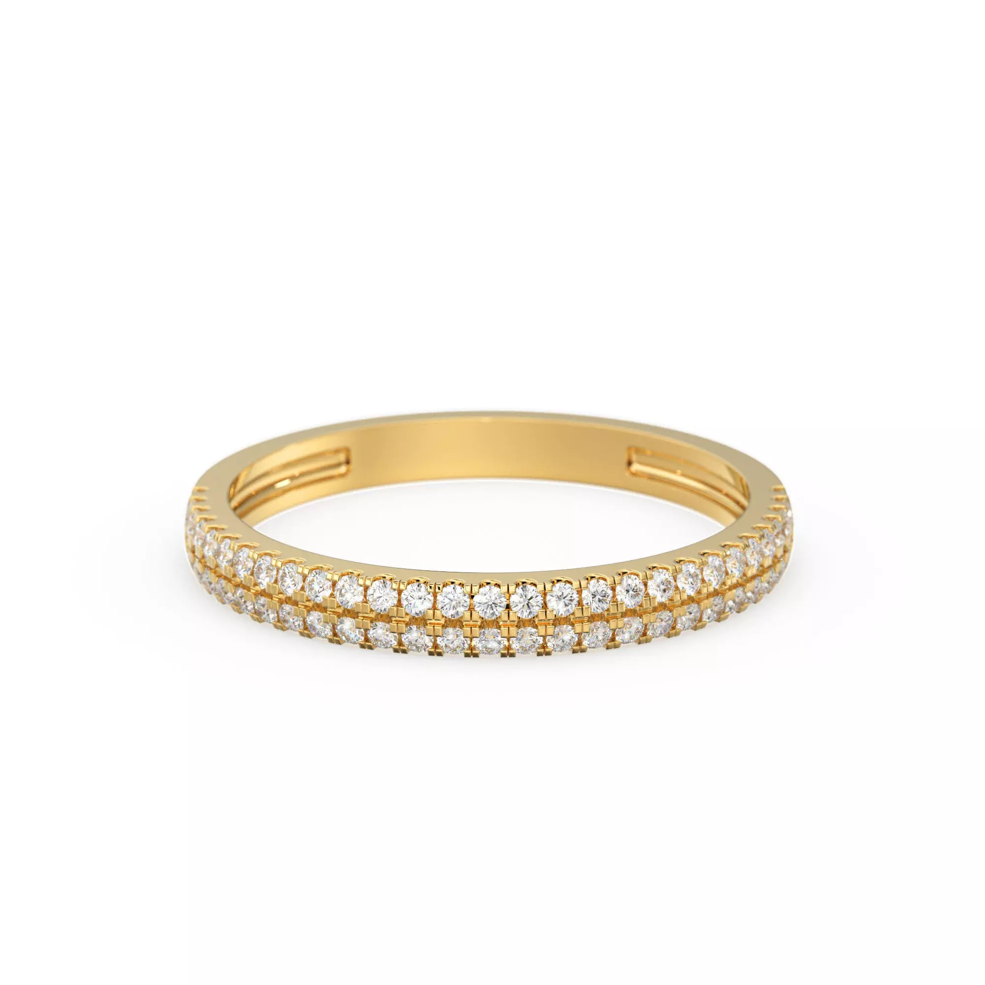 Half Eternity Diamond Wedding Ring Micro Pave 2 Row Band 3D print model