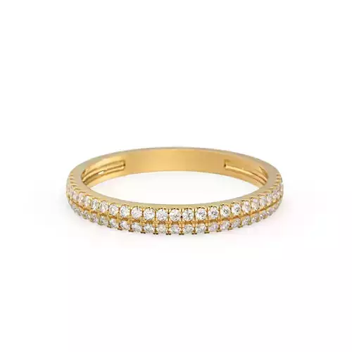 Half Eternity Diamond Wedding Ring Micro Pave 2 Row Band