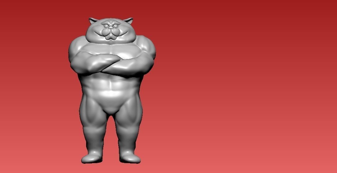BODYBUILDER CAT - 3D PRINT - cnc 3D print model_2