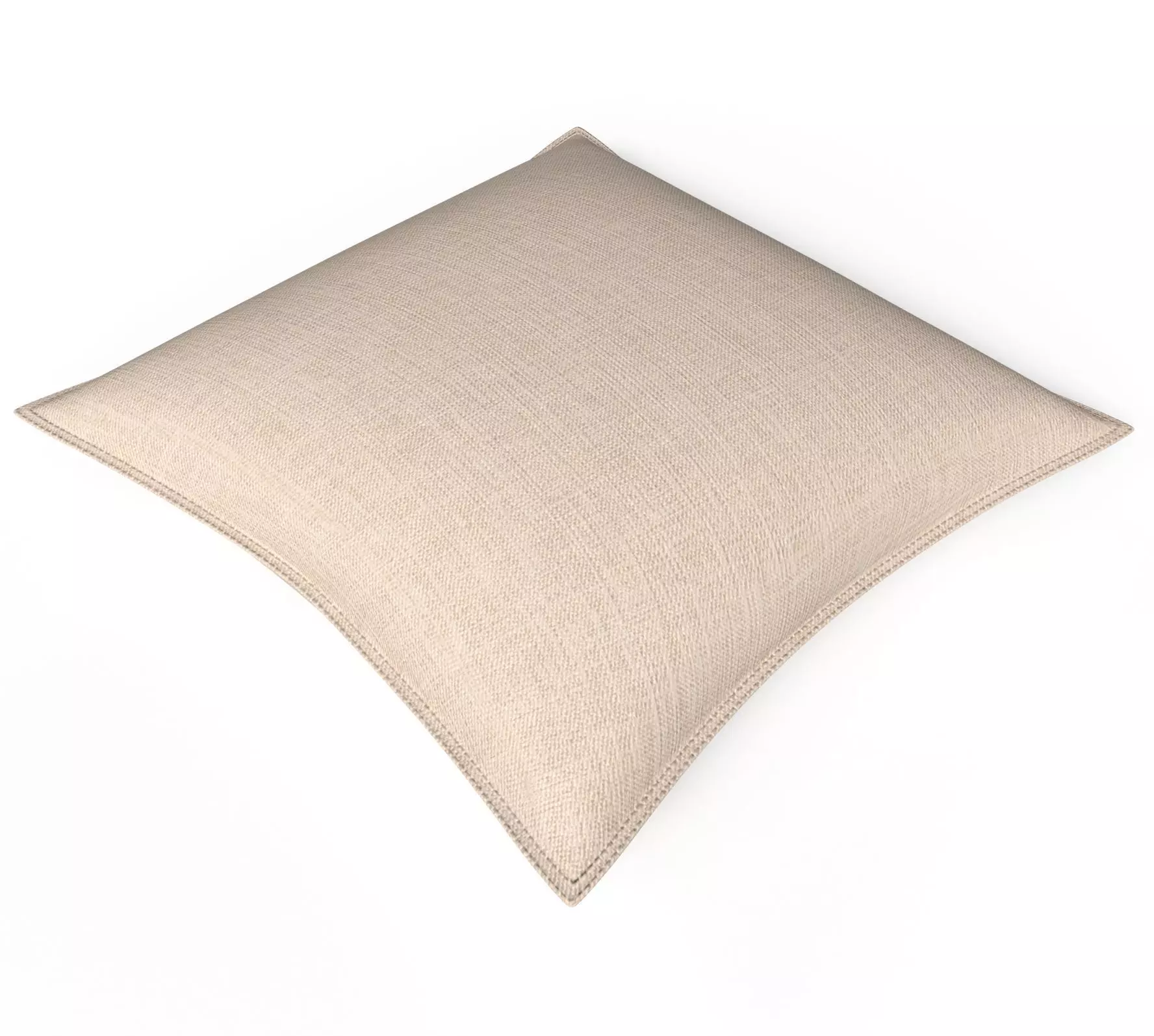 Pillow with washed linen pillowcase Low-poly 3D model_0