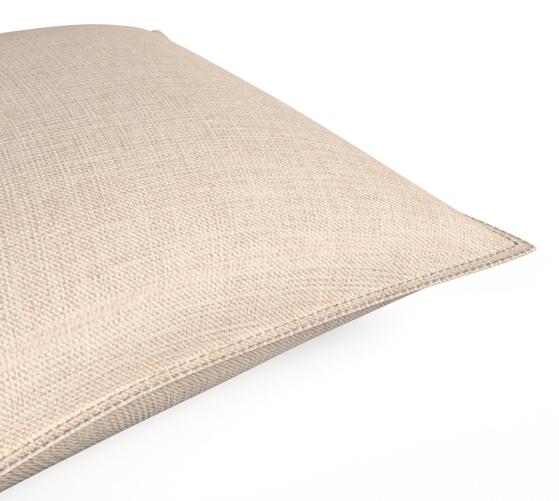 Pillow with washed linen pillowcase Low-poly 3D model_1