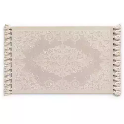 3D model of cotton rug with all-over print and tassels Low-poly 3D model