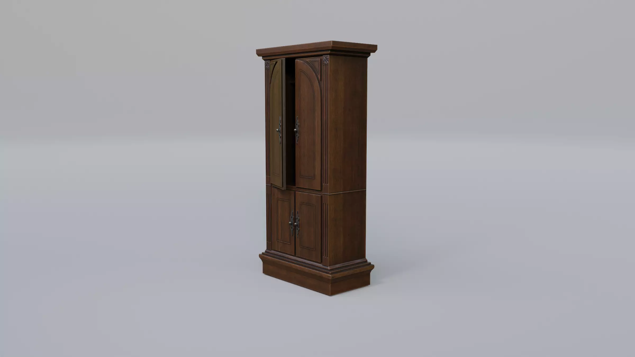 Wardrobe tall wooden cabinet Free low-poly 3D model