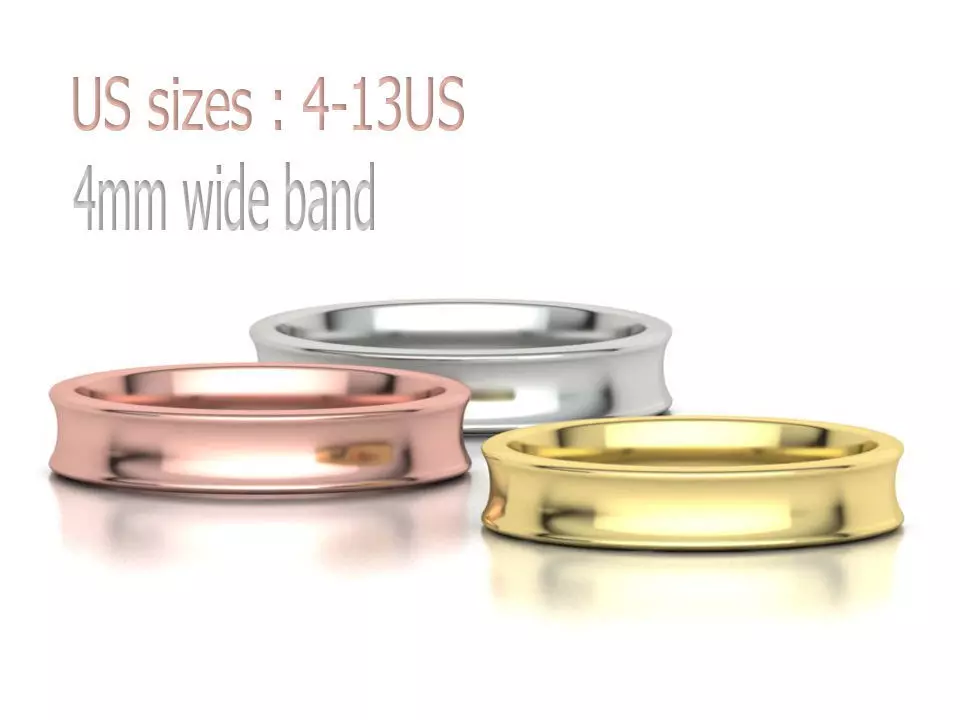 Concave Plain Band 4mm wide 4-13us sizes 3dmodel 3D print model_0
