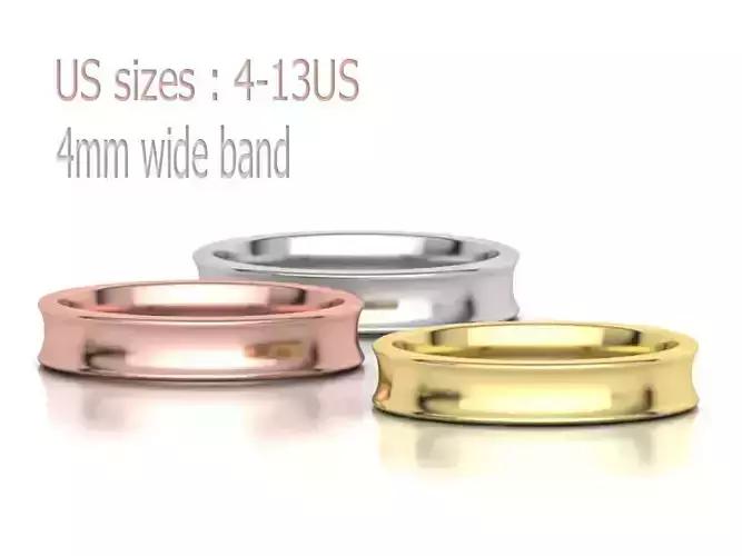 Concave Plain Band 4mm wide 4-13us sizes 3dmodel 3D print model