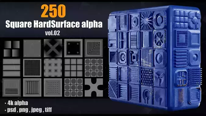 250 4K Square HardSurface Alpha  VOL02
