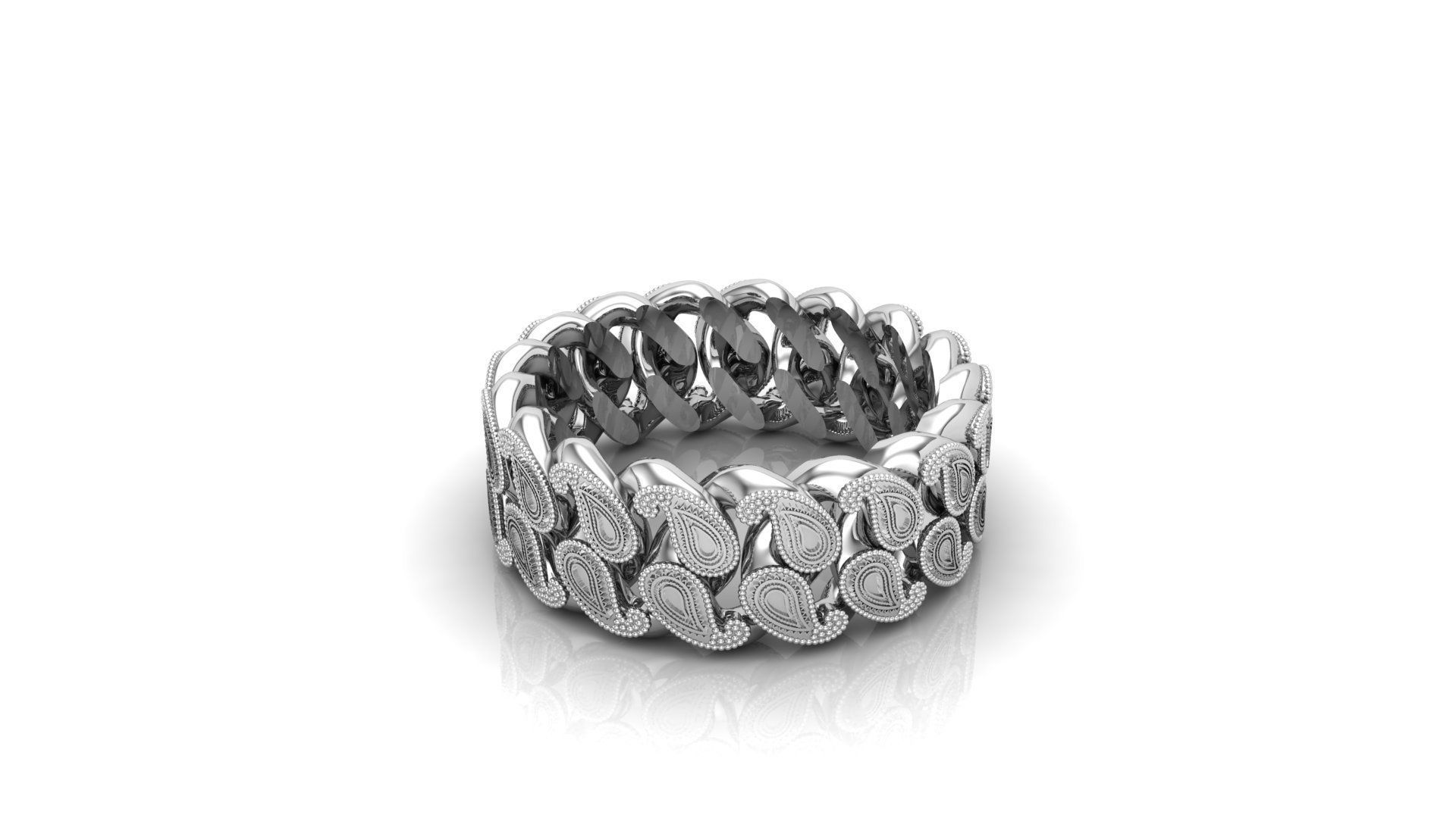 Cuban Link Chain Ring 3D print model_3