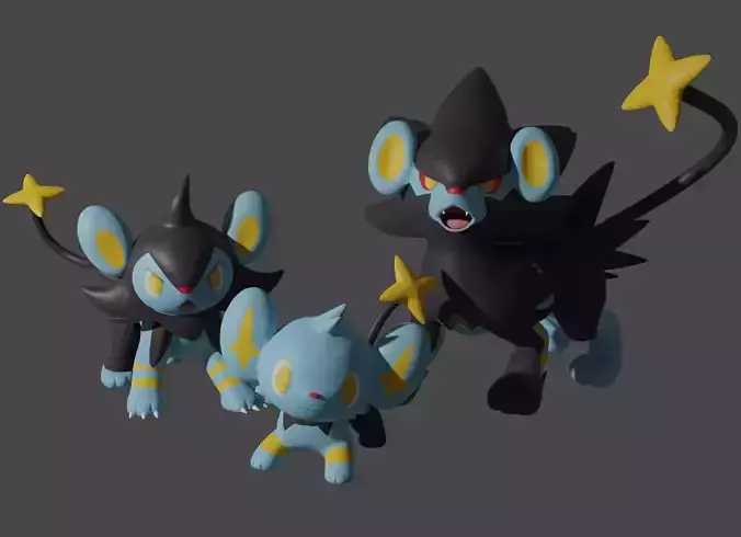 Shinx Luxio and Luxray 3D print model