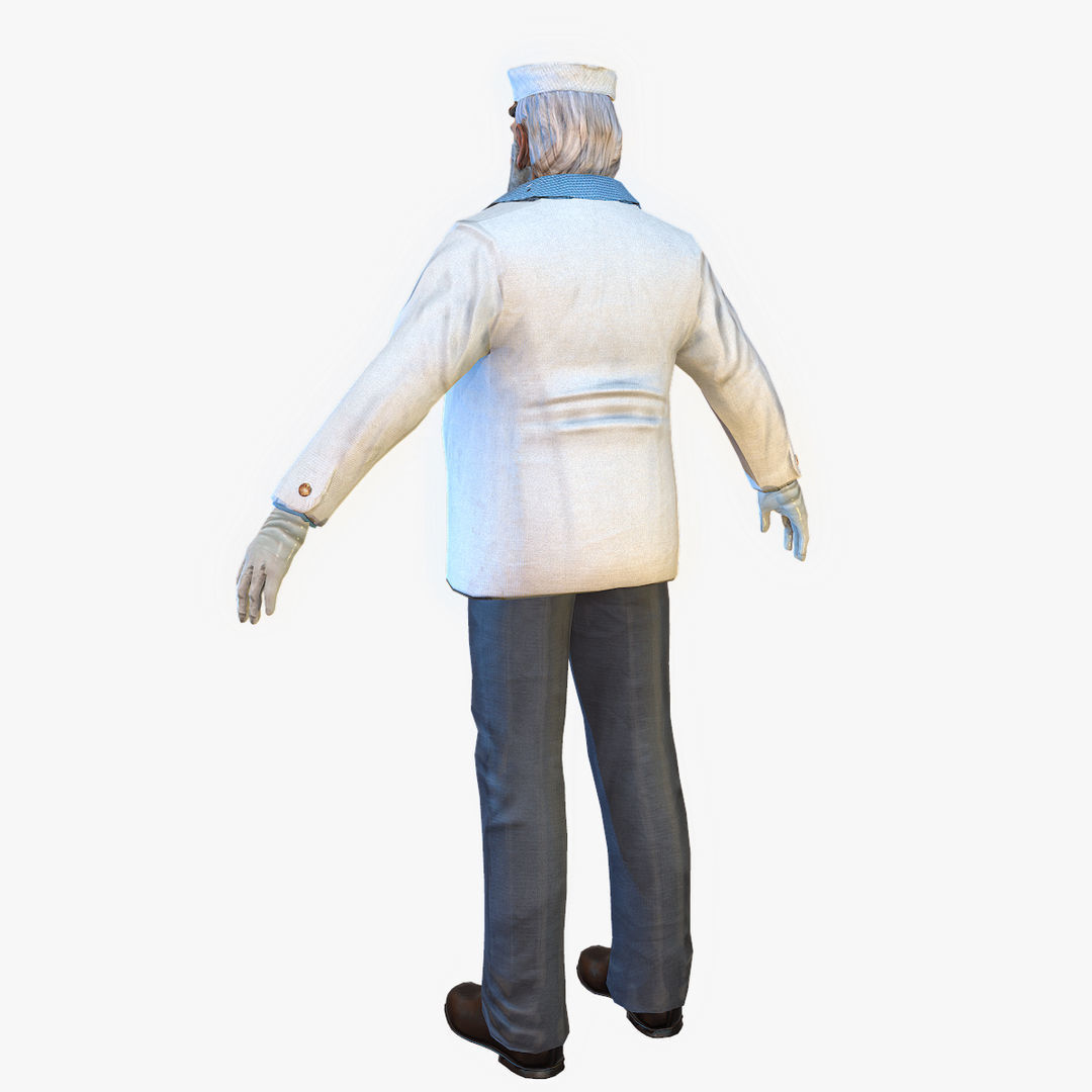 Captain PBR sailor Low-poly 3D model_4