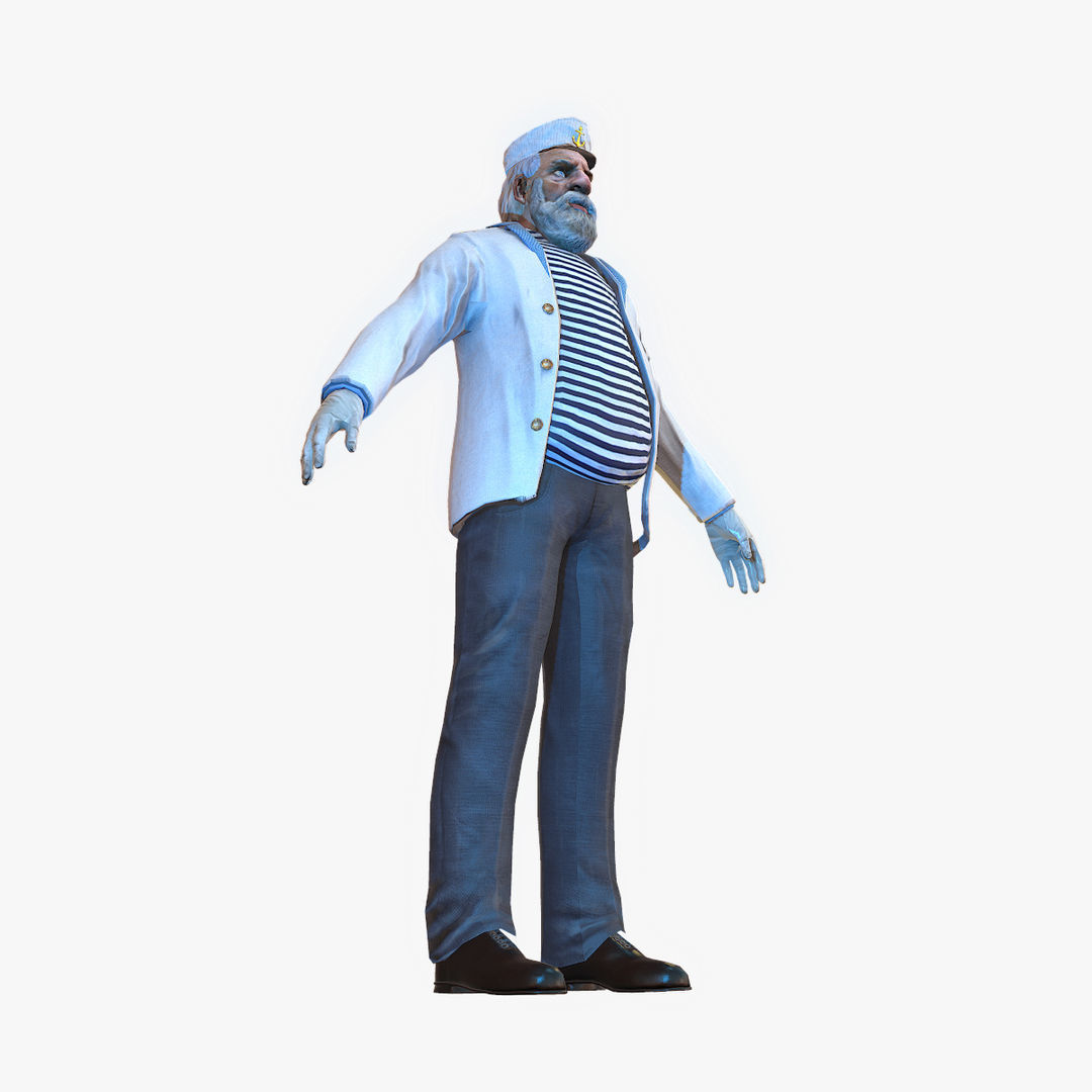 Captain PBR sailor Low-poly 3D model_7