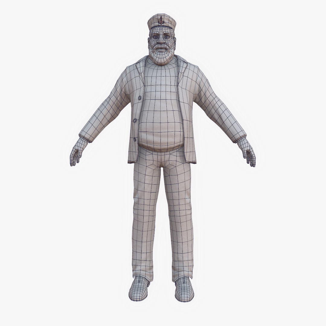 Captain PBR sailor Low-poly 3D model_12