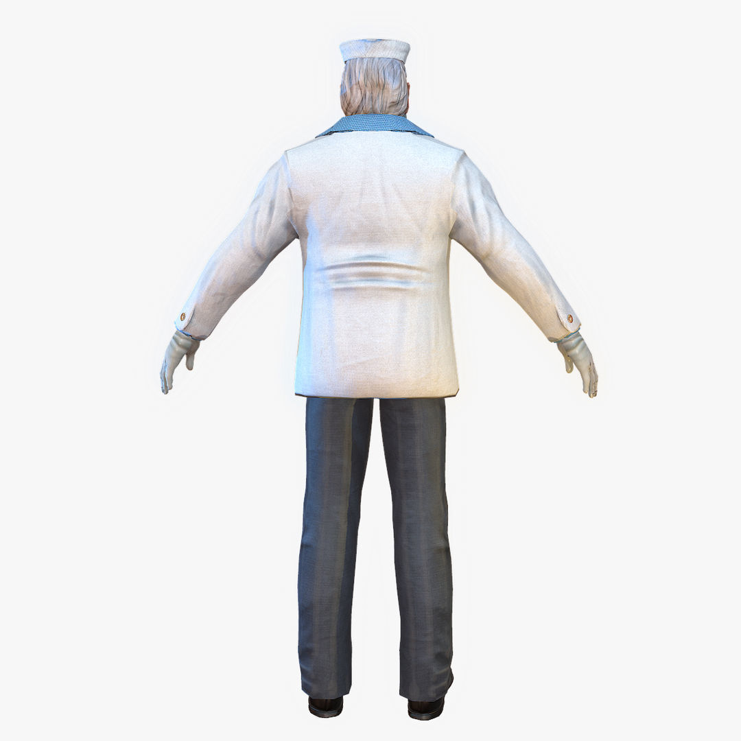 Captain PBR sailor Low-poly 3D model_5