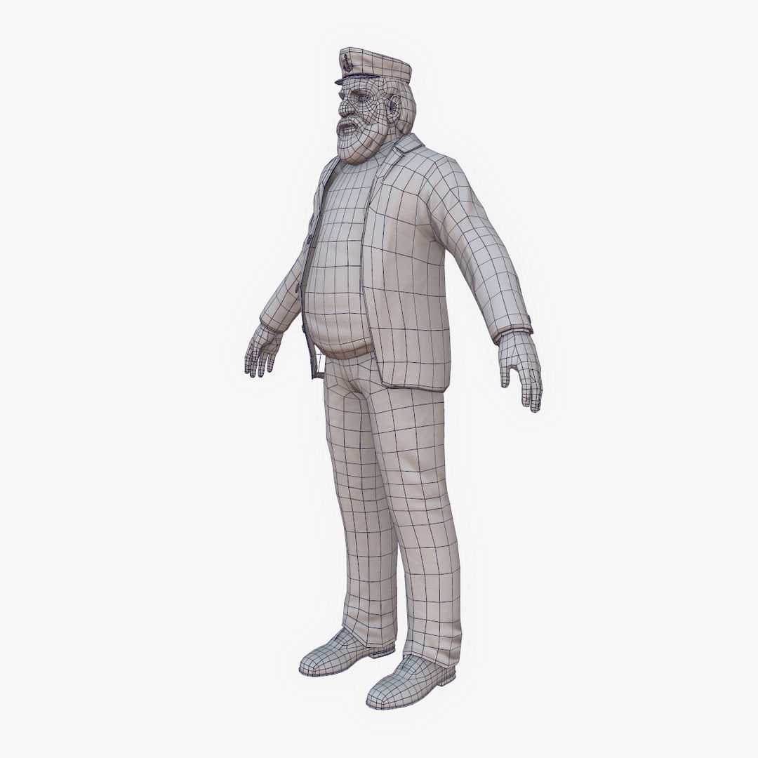 Captain PBR sailor Low-poly 3D model_13