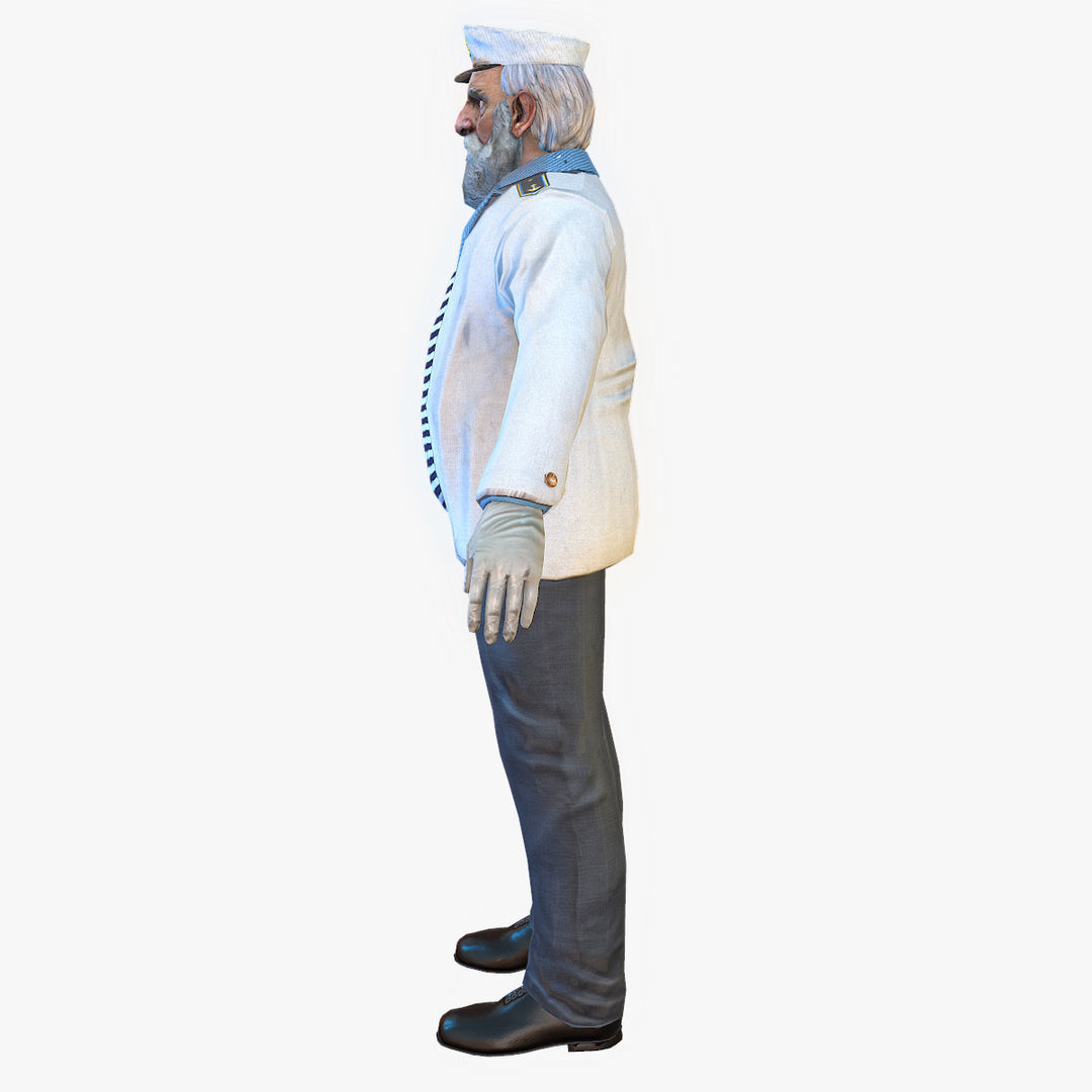 Captain PBR sailor Low-poly 3D model_3