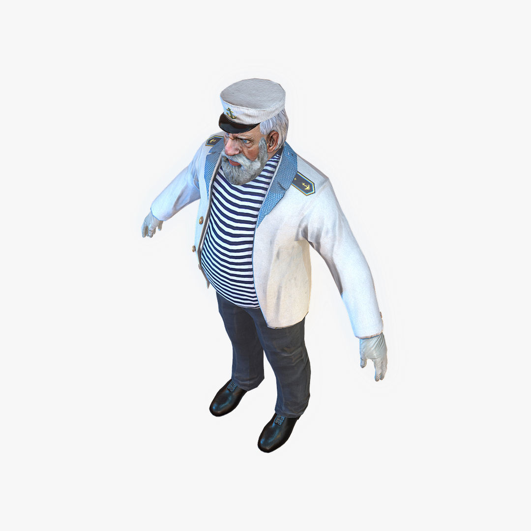 Captain PBR sailor Low-poly 3D model_9