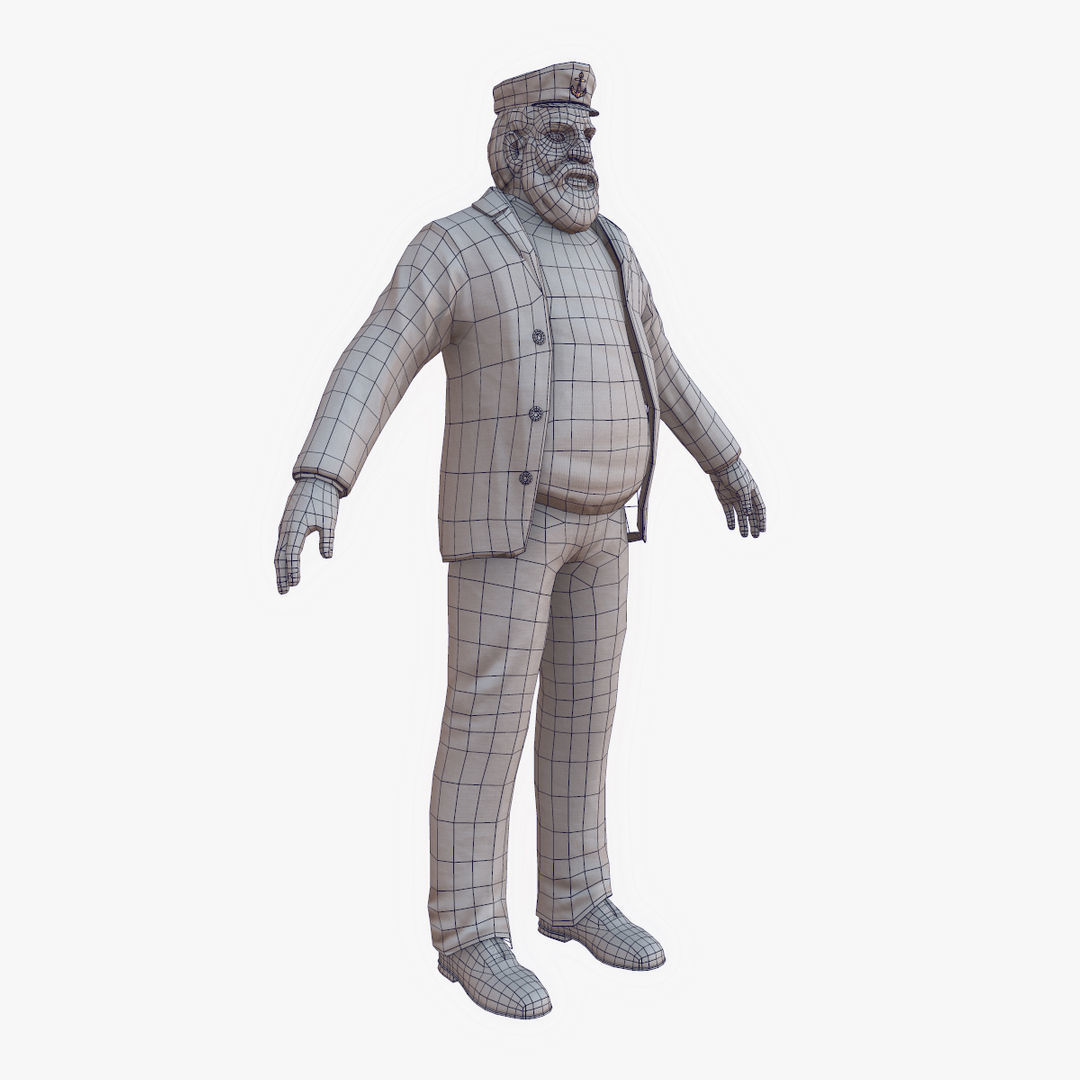 Captain PBR sailor Low-poly 3D model_10