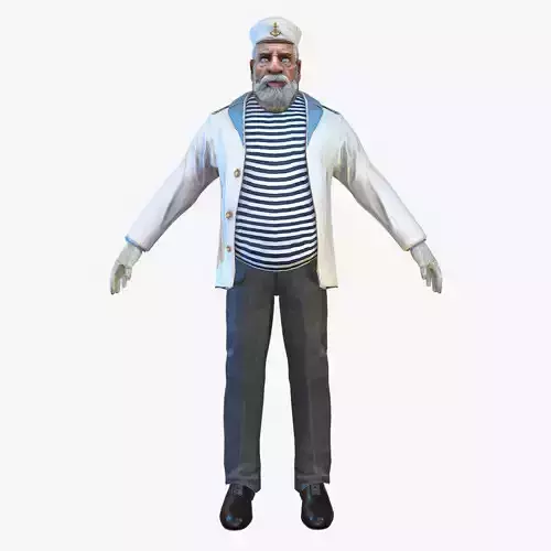 Captain PBR sailor Low-poly 3D model