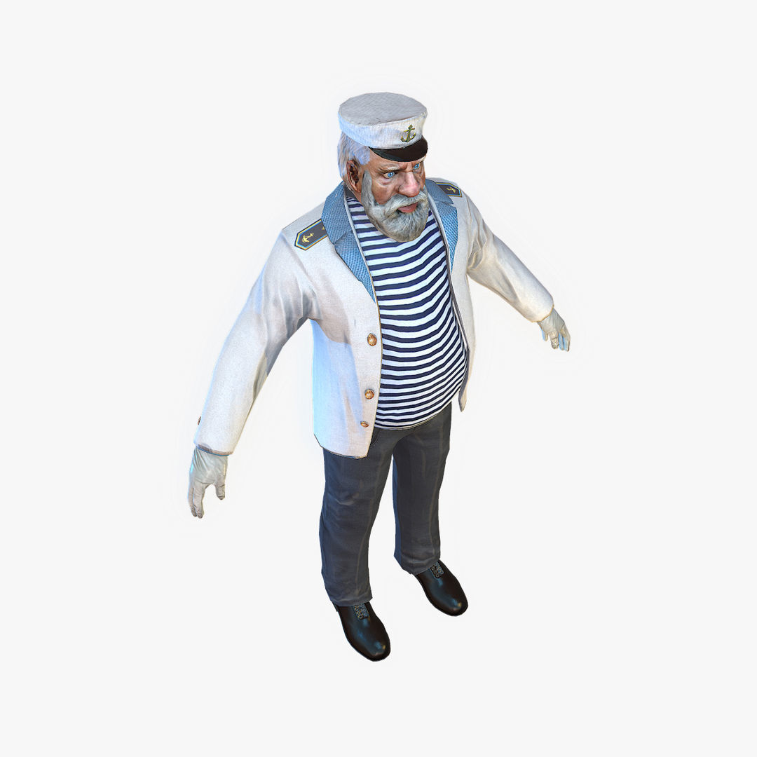 Captain PBR sailor Low-poly 3D model_1