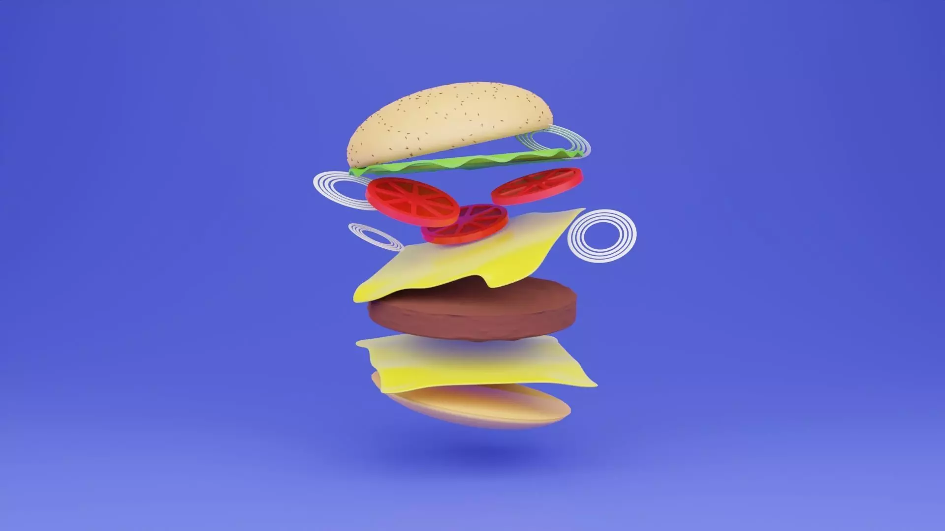 Burger 3d model low poly stack of hamburgers Low-poly 3D model
