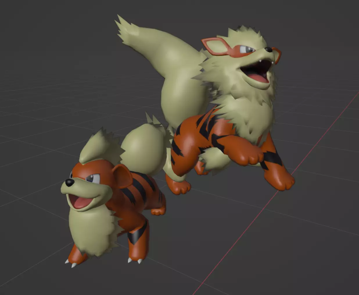 Growlithe and Arcanine 3D print model_0