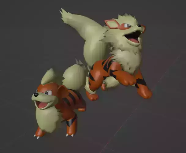 Growlithe and Arcanine 3D print model