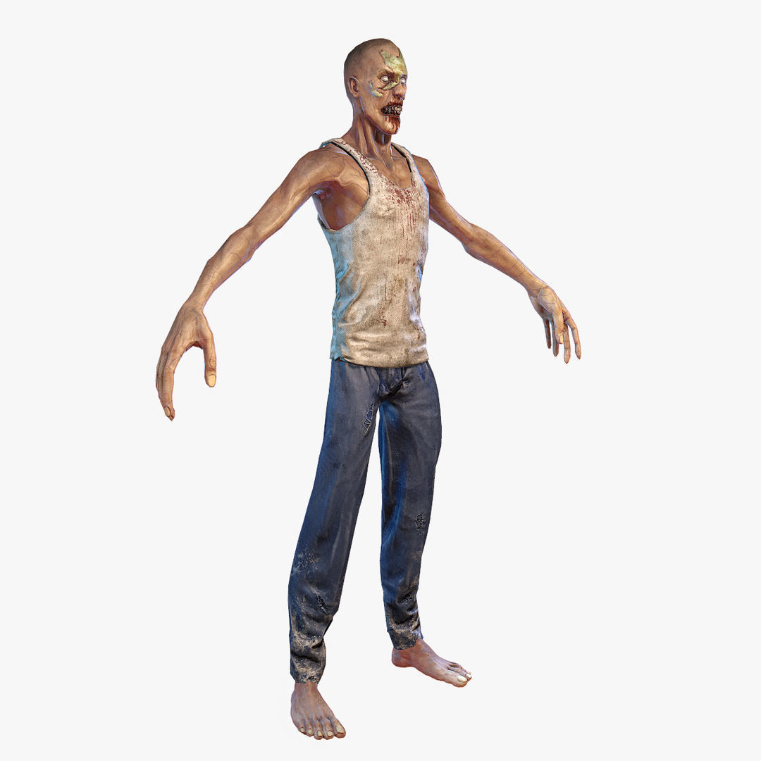 Zombie PBR Low-poly 3D model_8