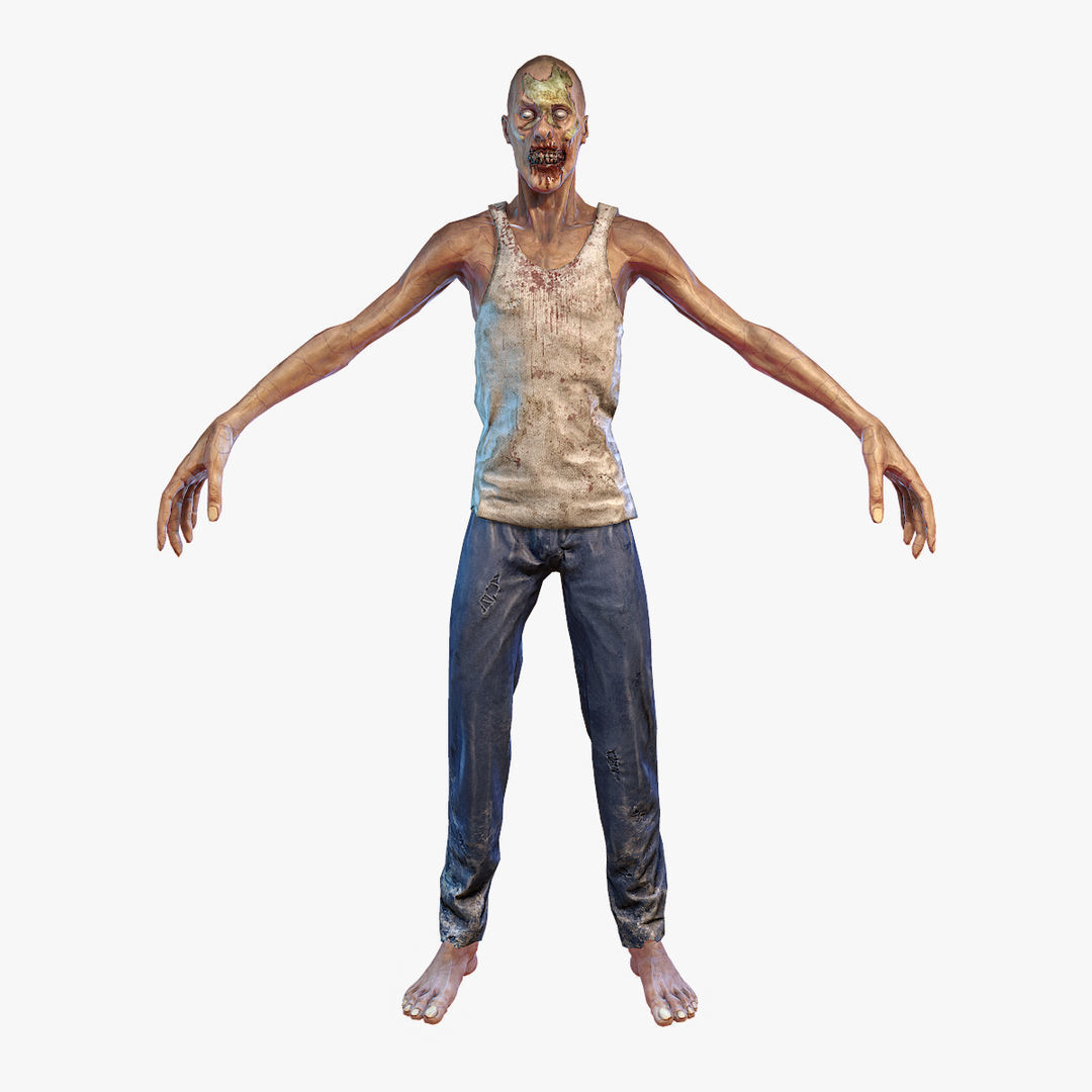 Zombie PBR Low-poly 3D model_7
