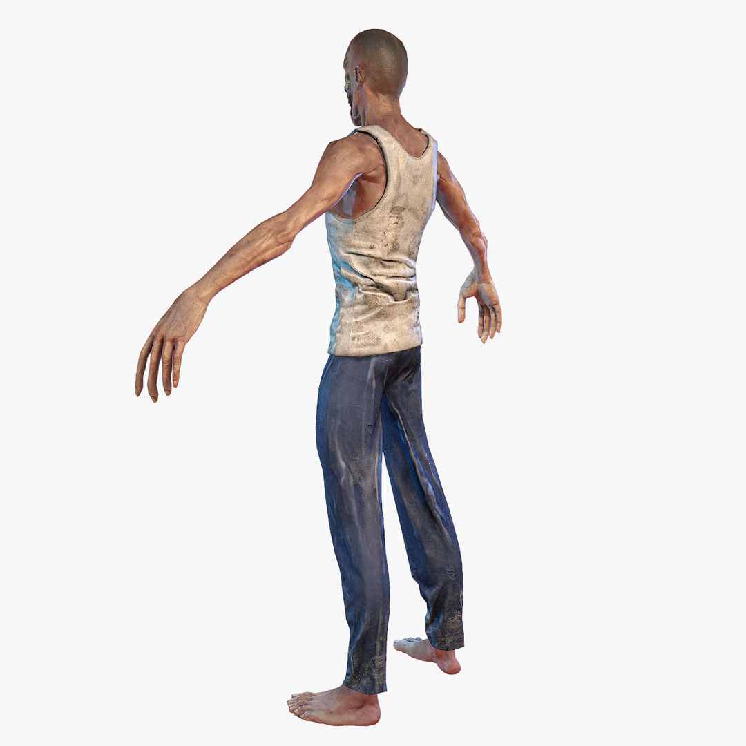 Zombie PBR Low-poly 3D model_11