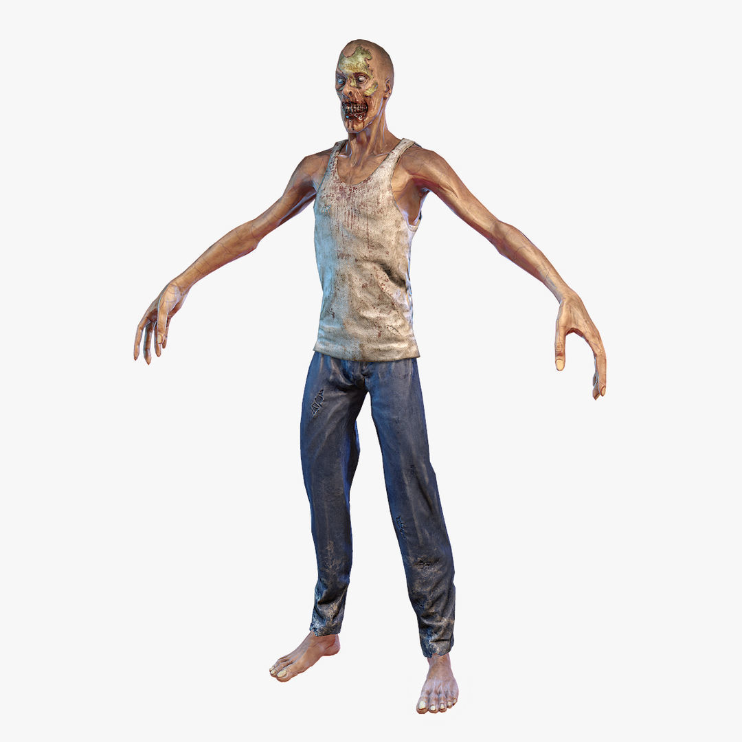 Zombie PBR Low-poly 3D model_1