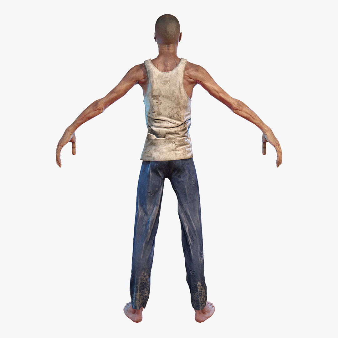 Zombie PBR Low-poly 3D model_10