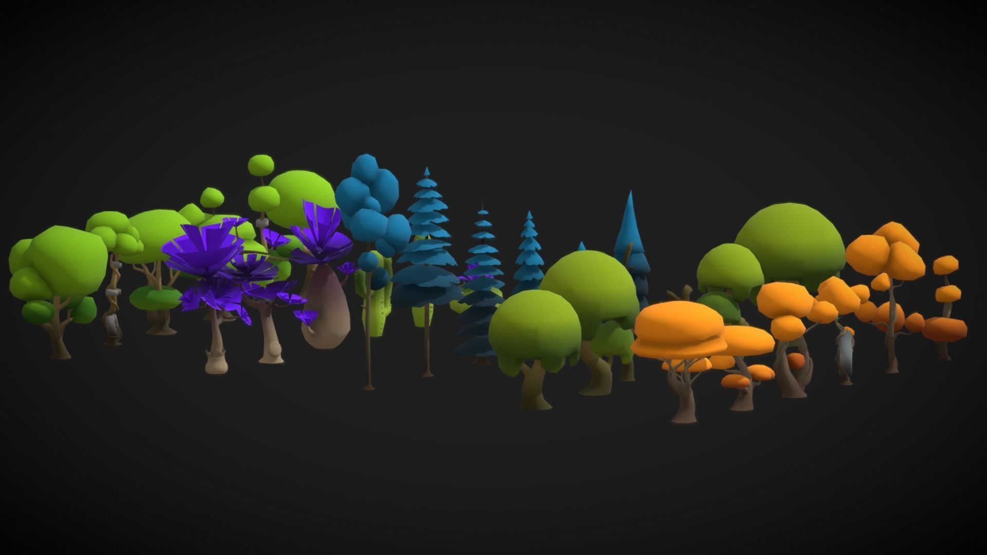 Stylized Tree Asset Pack Low-poly 3D model_5