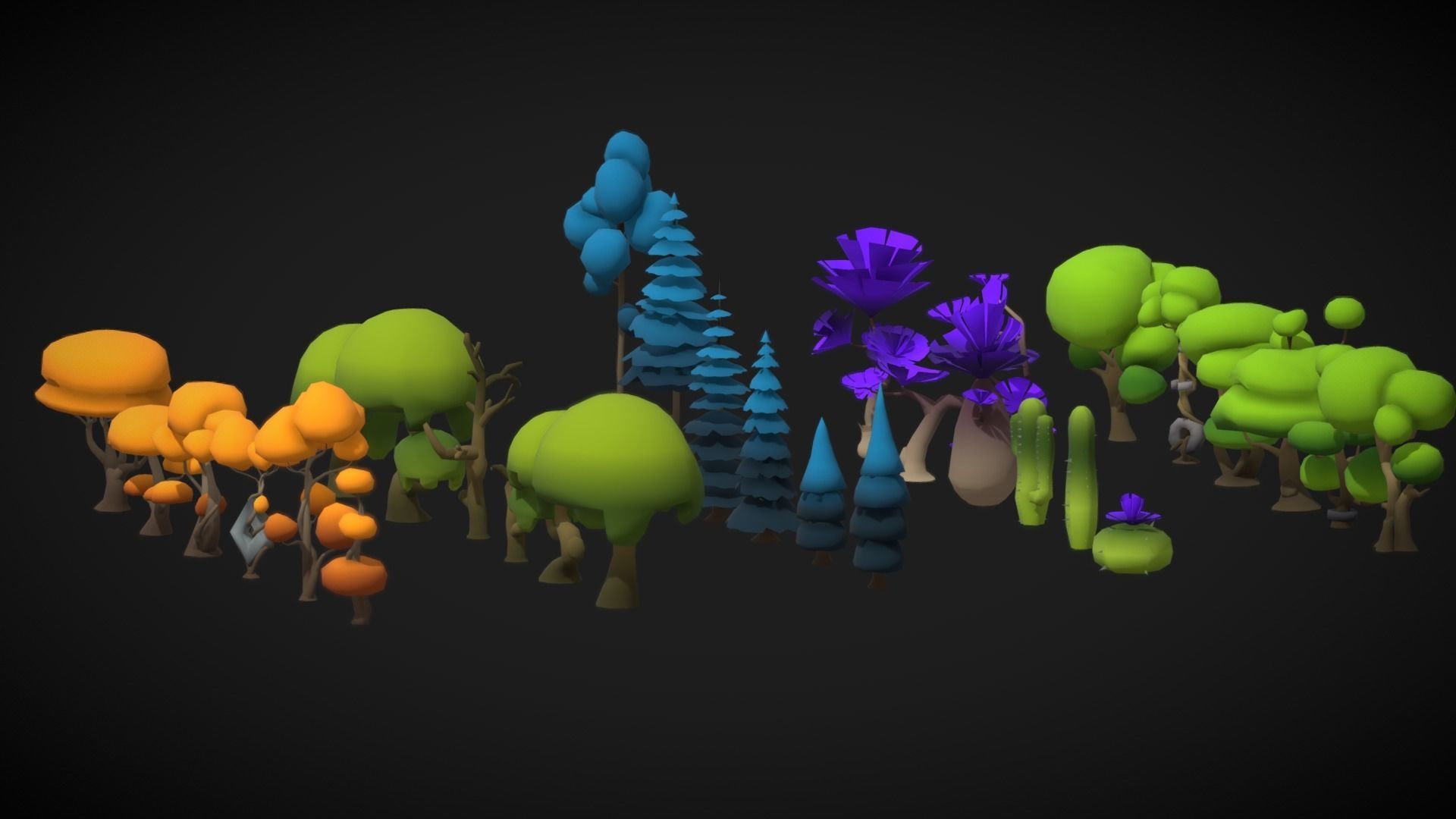 Stylized Tree Asset Pack Low-poly 3D model_4