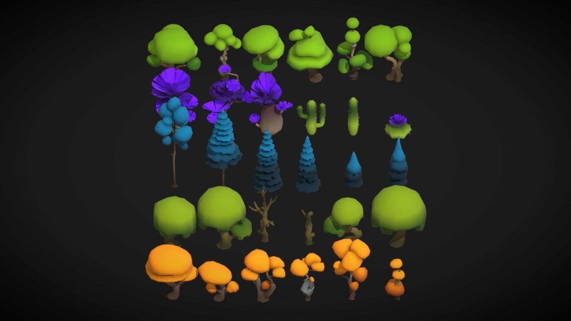 Stylized Tree Asset Pack Low-poly 3D model_3