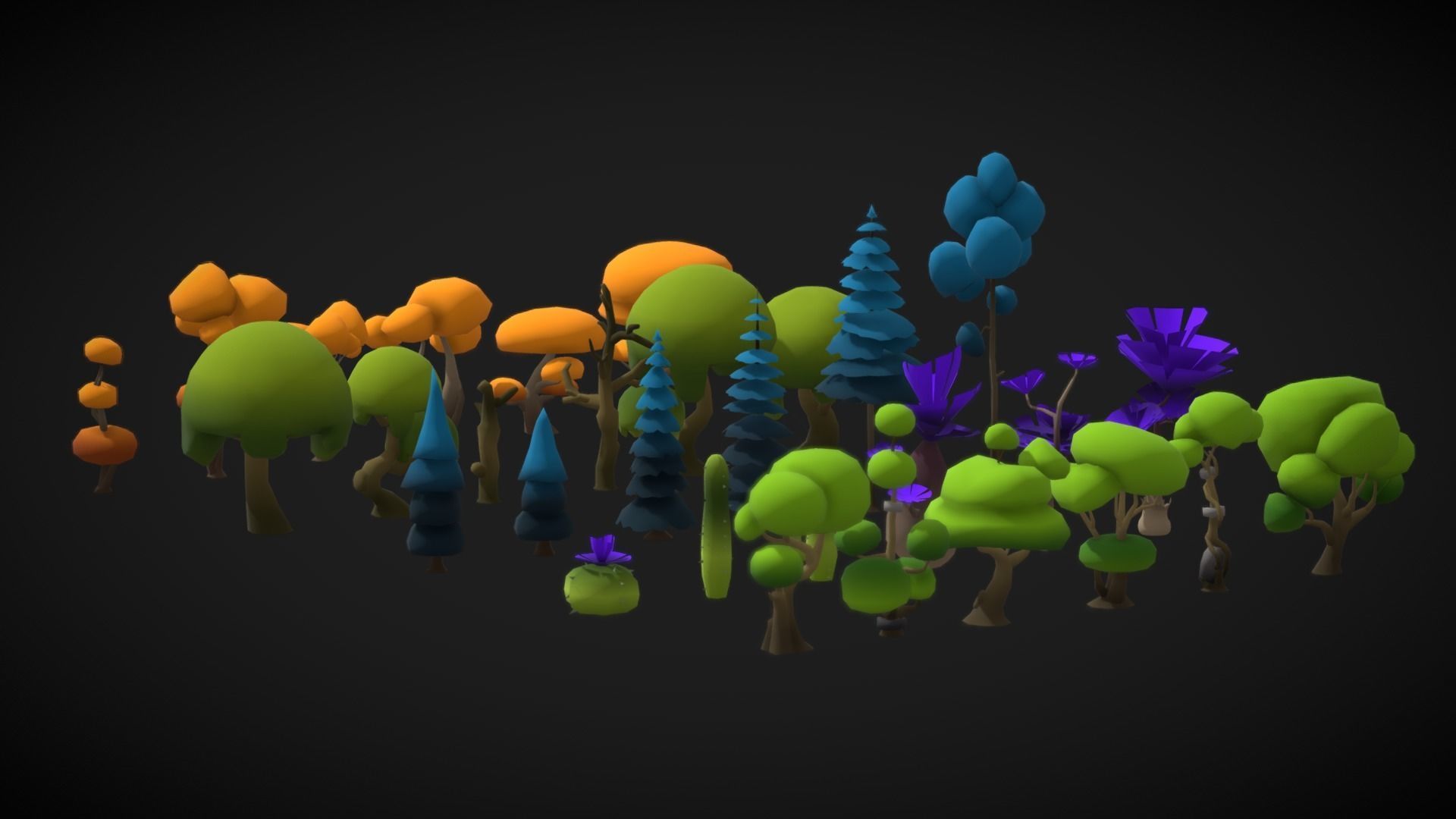 Stylized Tree Asset Pack Low-poly 3D model_6