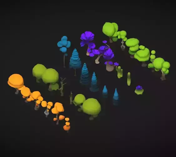 Stylized tree asset pack Low-poly 3D model