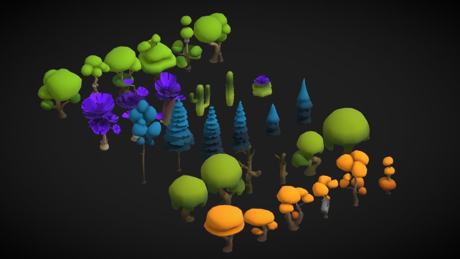 Stylized Tree Asset Pack Low-poly 3D model_2