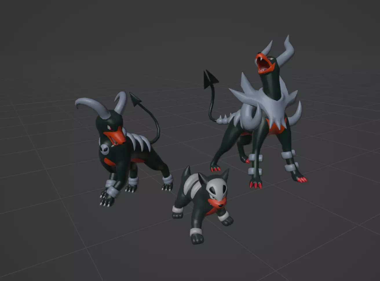 Houndour Houndoom and mega Houndoom 3D print model_0