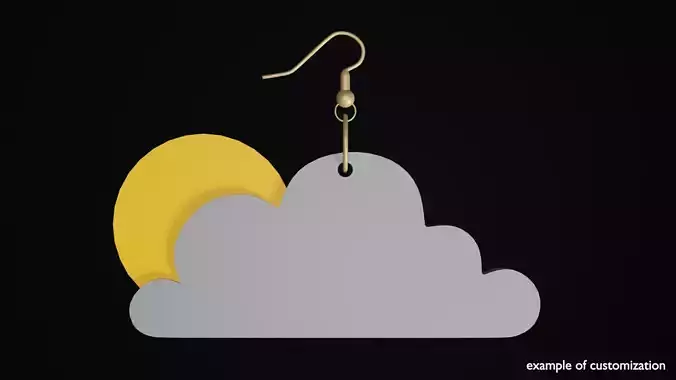 Sun behind a cloud earring 3D print model