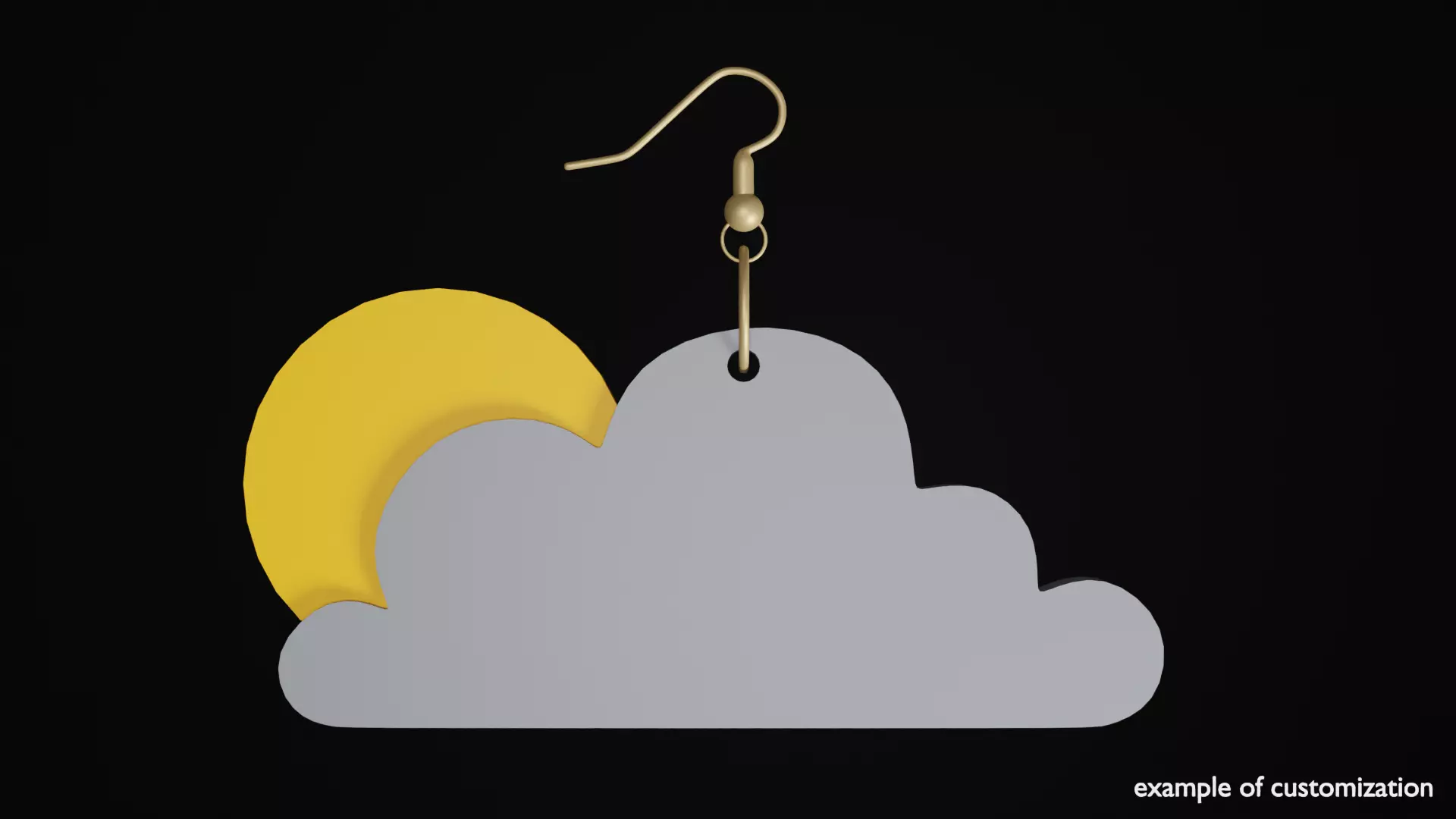 Sun behind a cloud earring 3D print model_0