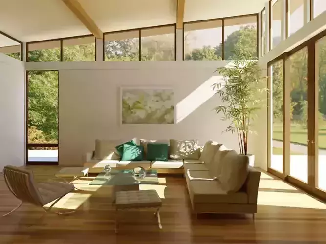 Light Interior Scene With Beige Sofas And Chairs 3D model