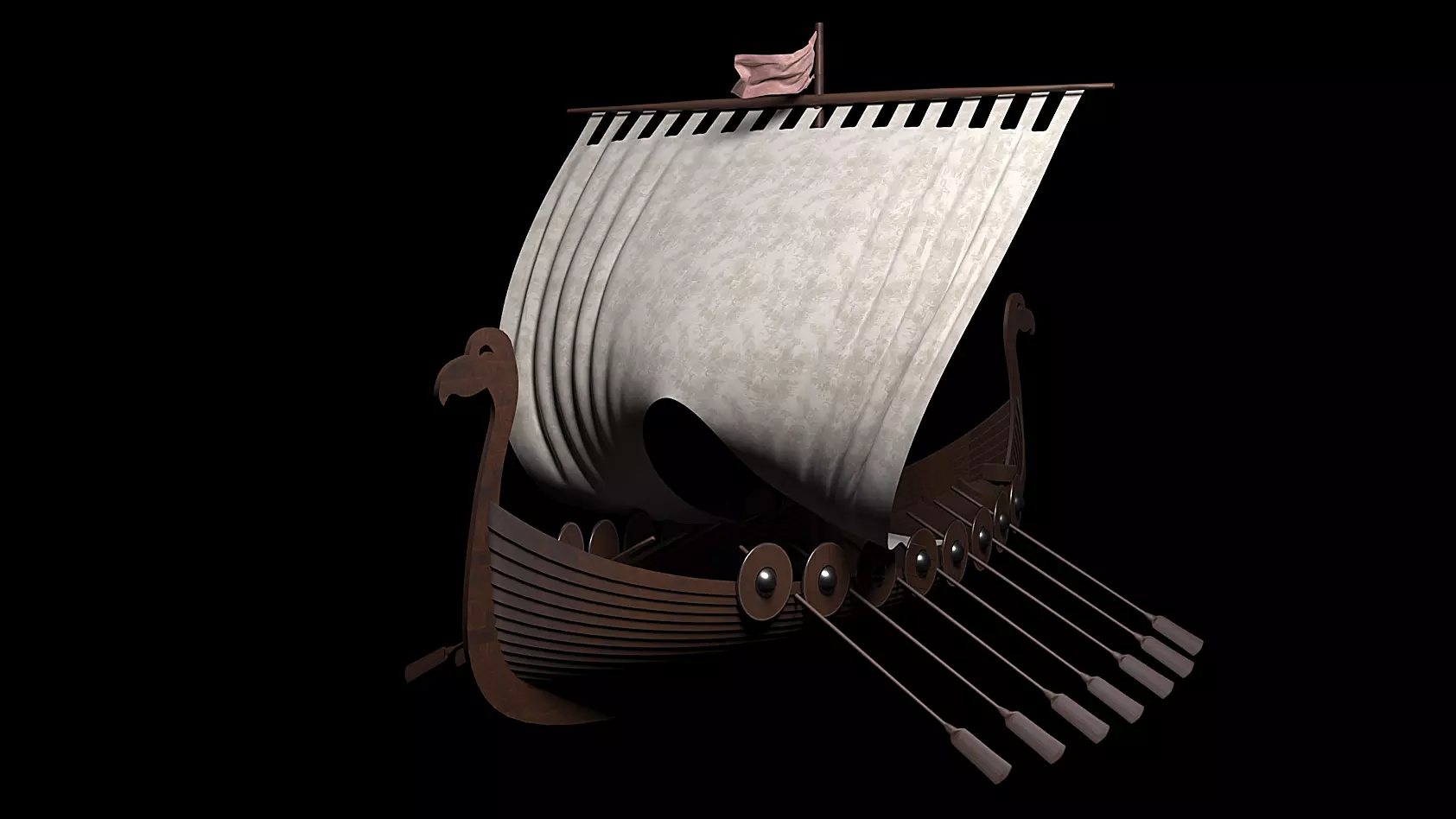 Drakkar viking ship 3D model_0