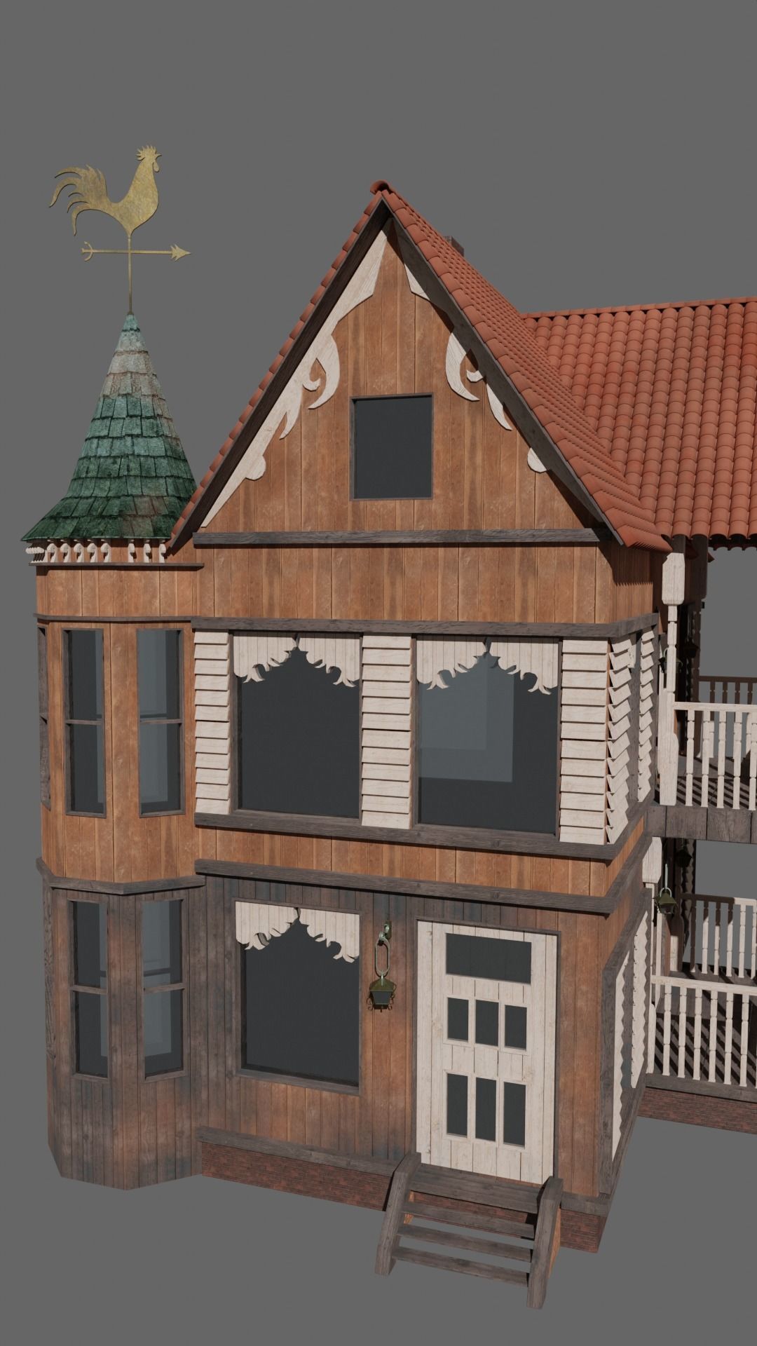 Old Stylized House 3D model_3