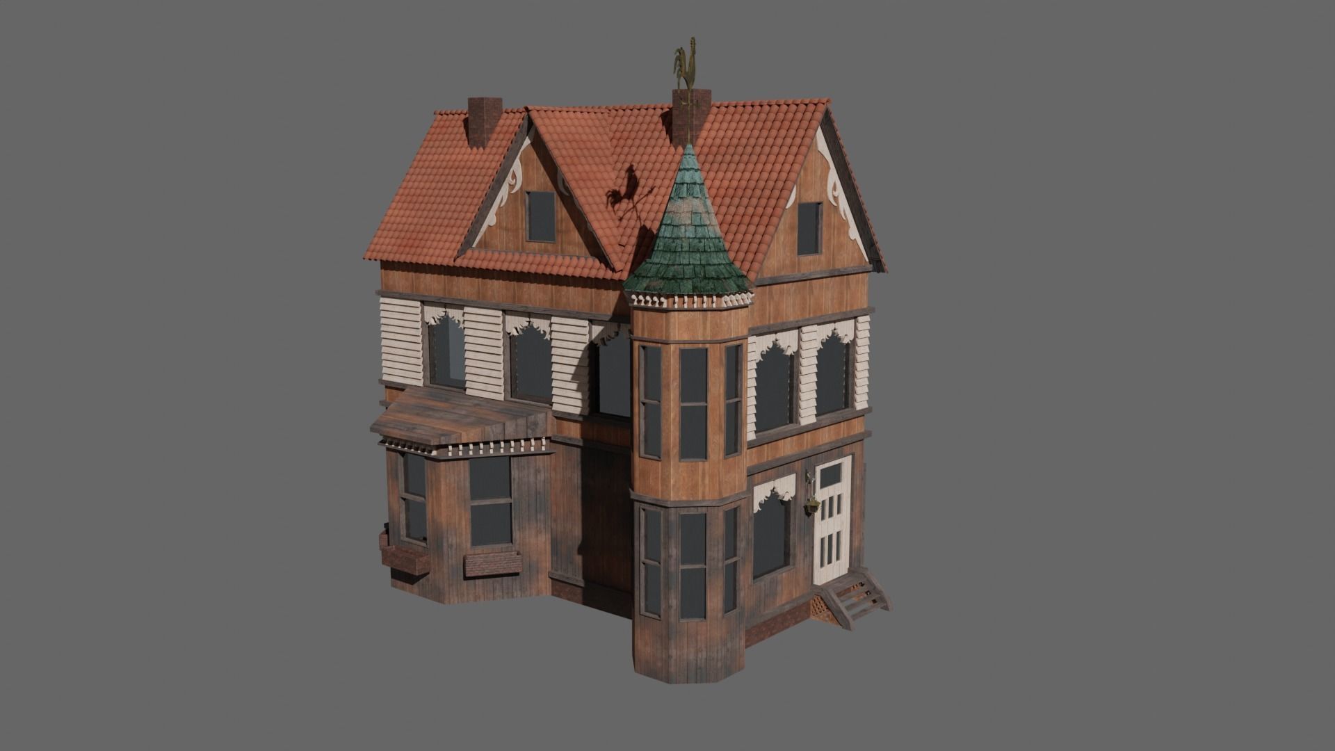 Old Stylized House 3D model_1