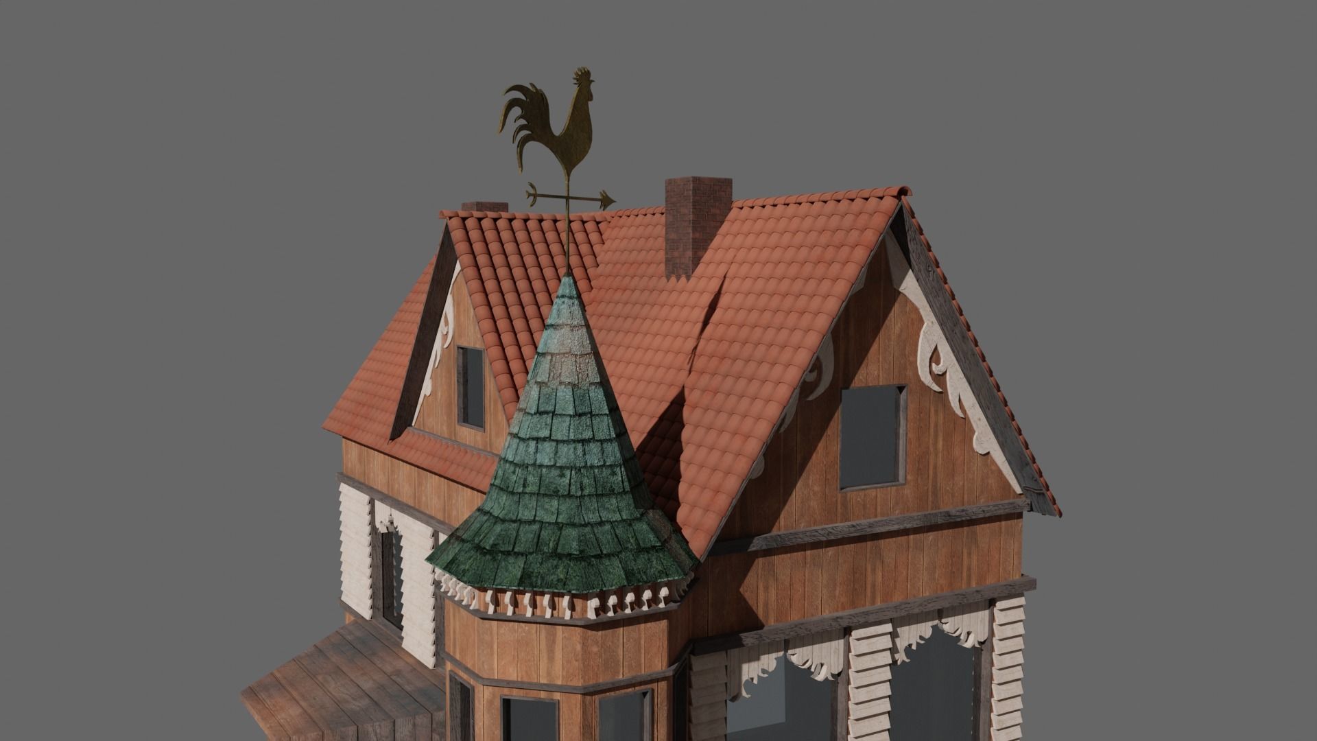 Old Stylized House 3D model_5