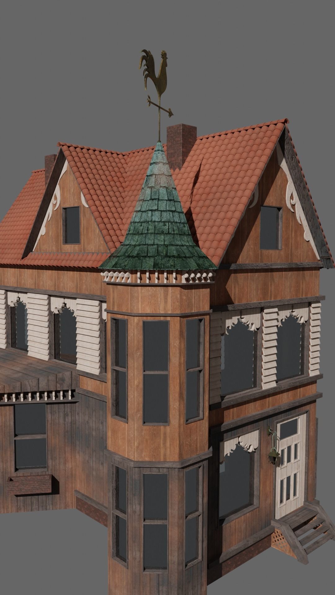 Old Stylized House 3D model_4