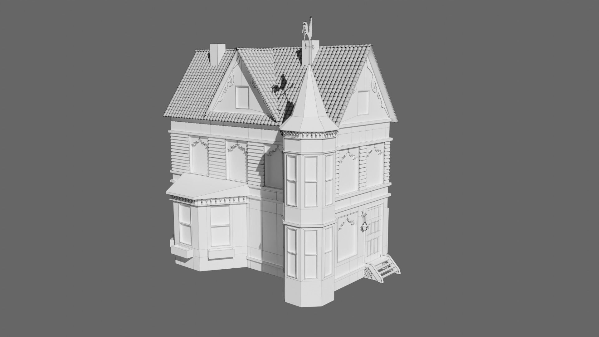 Old Stylized House 3D model_9