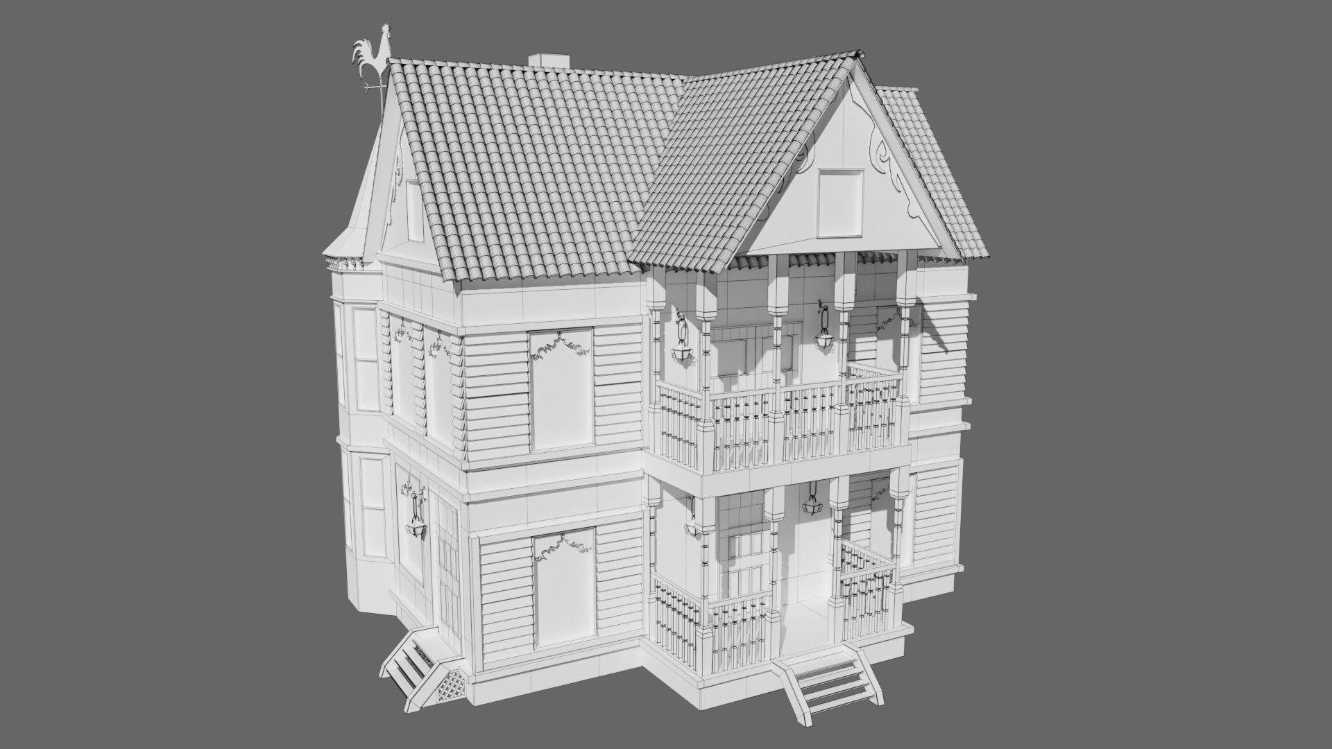 Old Stylized House 3D model_10